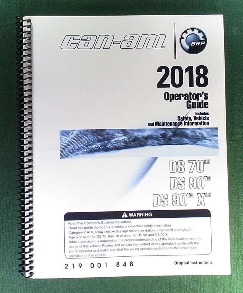 2018 Can-Am DS 90X Owner’s Manual: 156 Pages & Protective Covers!